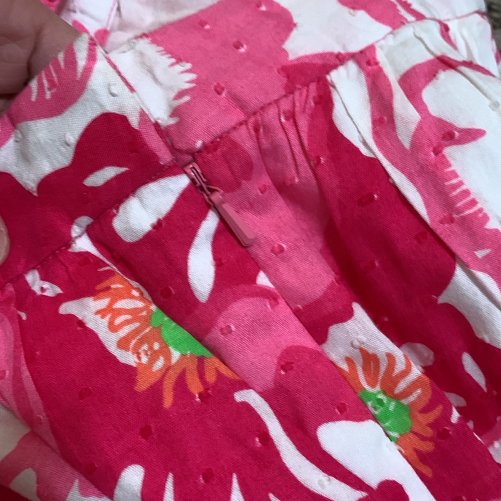 Lilly Pulitzer hot pink floral skirt woman size 8 lined cotton 16” long - Picture 5 of 8